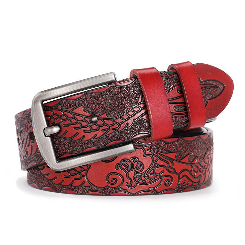 Leren Riem, Heren Leren Riem, Retro Pure Koeienhuid Riem Voor Mannen 110cm black