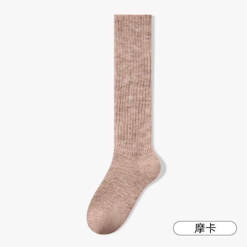 Soft Wool Long Socks Women Autumn Winter Cashmere Solid Knitted Stocking Skinny Casual Knee High Fluffy Warm Thicken Girls Socks