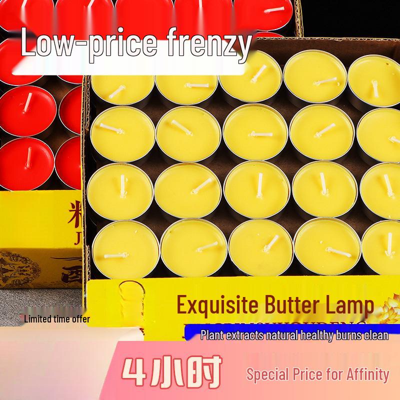 Buddha Ghee Candles: 100 Smokeless 4-Hour Vegetable Ghee Lamps for Worship or Home Use