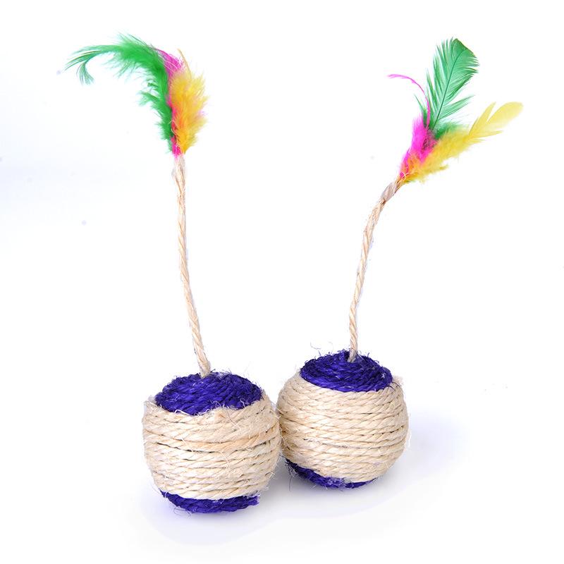 Cat Toy Sisal Scratching Ball Training Interactive Toy for Kitten Pet Cat Supplies Feather Toy Cat Toys Interactive
