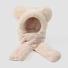 Cute Animal Windproof Hoodies Woman Driving Winter Keep Warm Soft Plush Hat Scarf Set