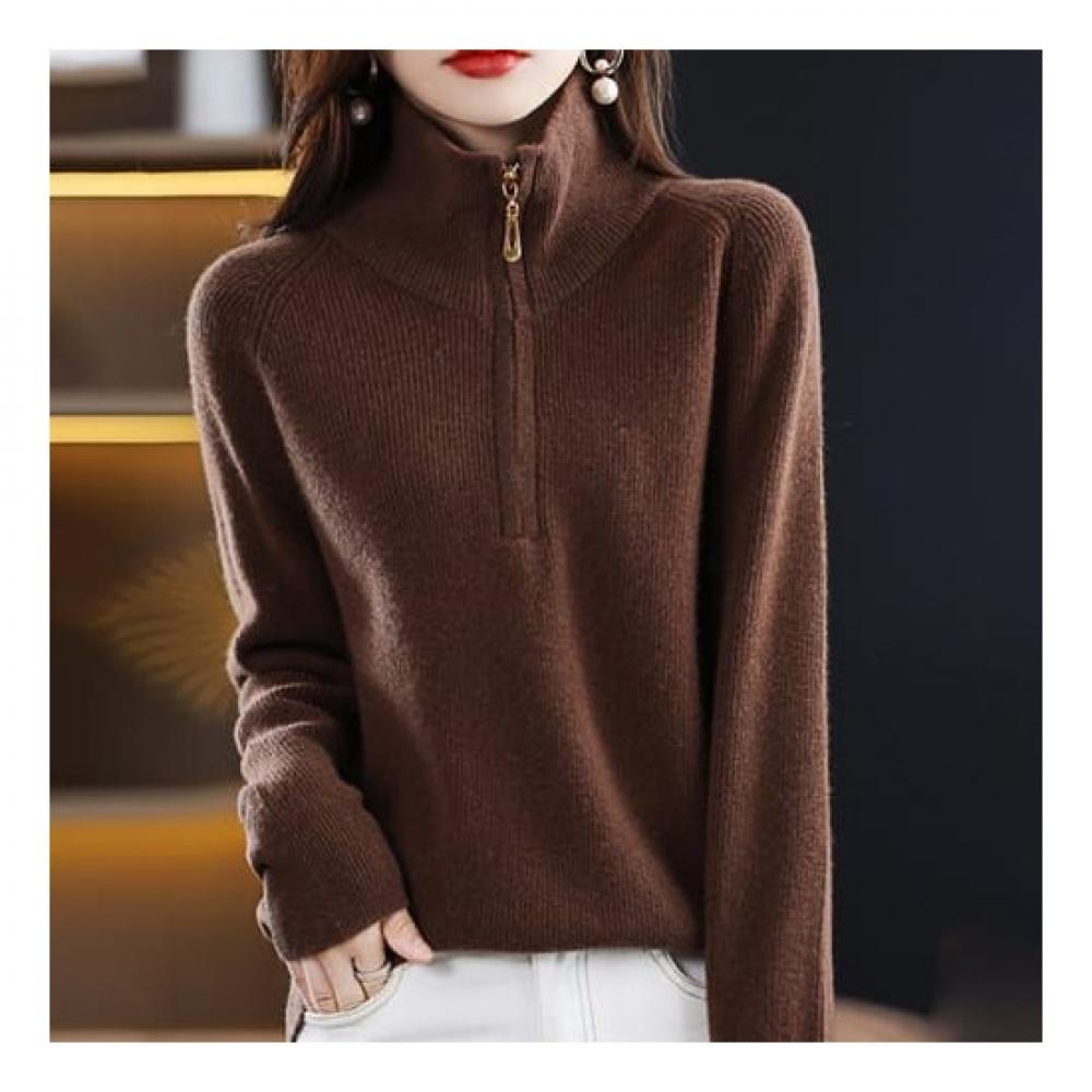 Navava Men Soft Mock Neck Zip Up Long Sleeve Knit Nk1955