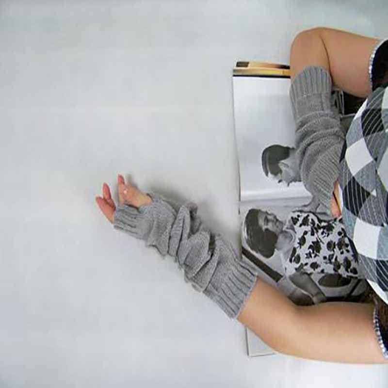 Chic Knitted Crochet Arm Warmers Long Fingerless Gloves For Trendy Women