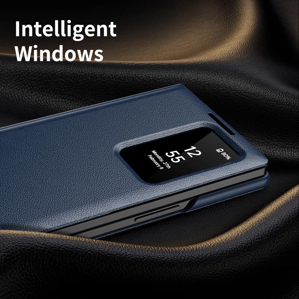 High-end Original View Smart Window Wallet Leather Case For Samsung Galaxy Z Fold 7 6 5 4 3 Skin Feel Shockproof Protect Cover