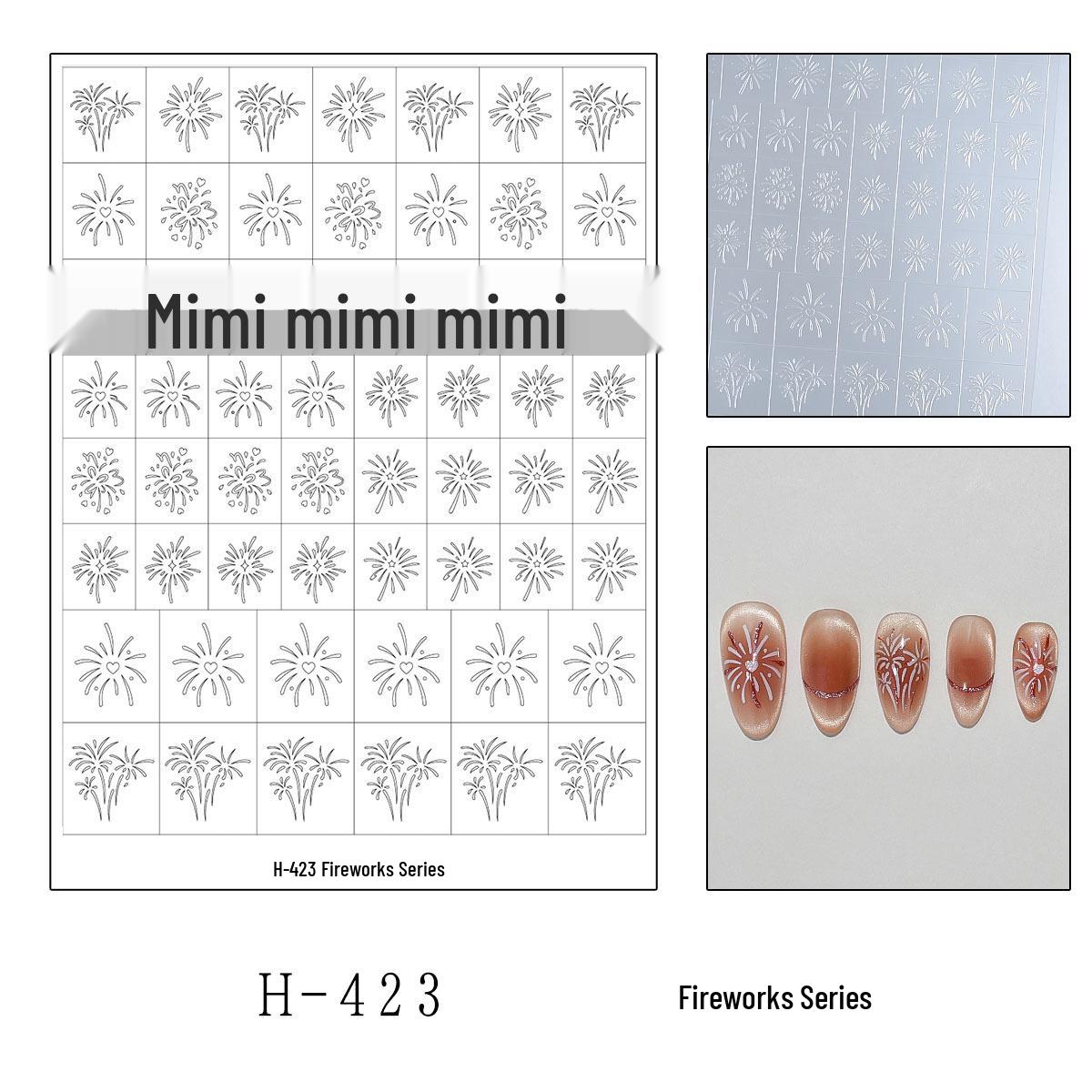 Butterfly & Stars Hollow Nail Stickers - Gradient Chrome Pat Glue Template