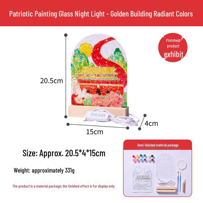 DIY National Day Patriotic Painting Night Light Kit – Handmade Gift for Kindergarten