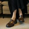 Damenschuhe Frühling und Sommer quadratische Spitze High Heel Loafer Damen Britischer Stil jk Damenschuhe dicker Absatz ein Pedal klein