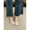 Graue Mary-Jane-Schuhe Herbst Wortriemen Einzelne Schuhe flach