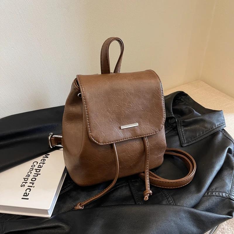 Women's Casual Solid PU Backpacks Soft Flap Pocket Interior Zipper High Quality