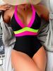 Costume da bagno intero a vita alta con scollo a V e laccetto al collo per donna