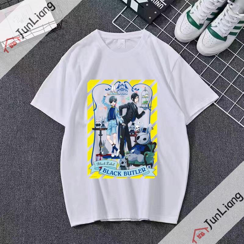 Japanese anime Black Butler cartoon comic mens Tshirt shortsleeved roundneck for streetwear menwomen clothing
