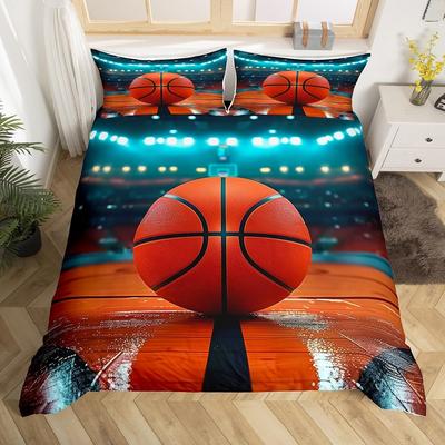 Basketball Bettbezug Ball Sport Thema Basketballplatz Bettwäsche Set Einzelbett Queen Größe Basketball Steppdecke Abdeckung Für Jungen Mädchen Zimmer Dekoration