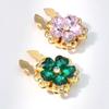 Rhinestones Button Covers for Women Elegant Flower Designs Detachable Clip On Shirt Decoration Accessory
