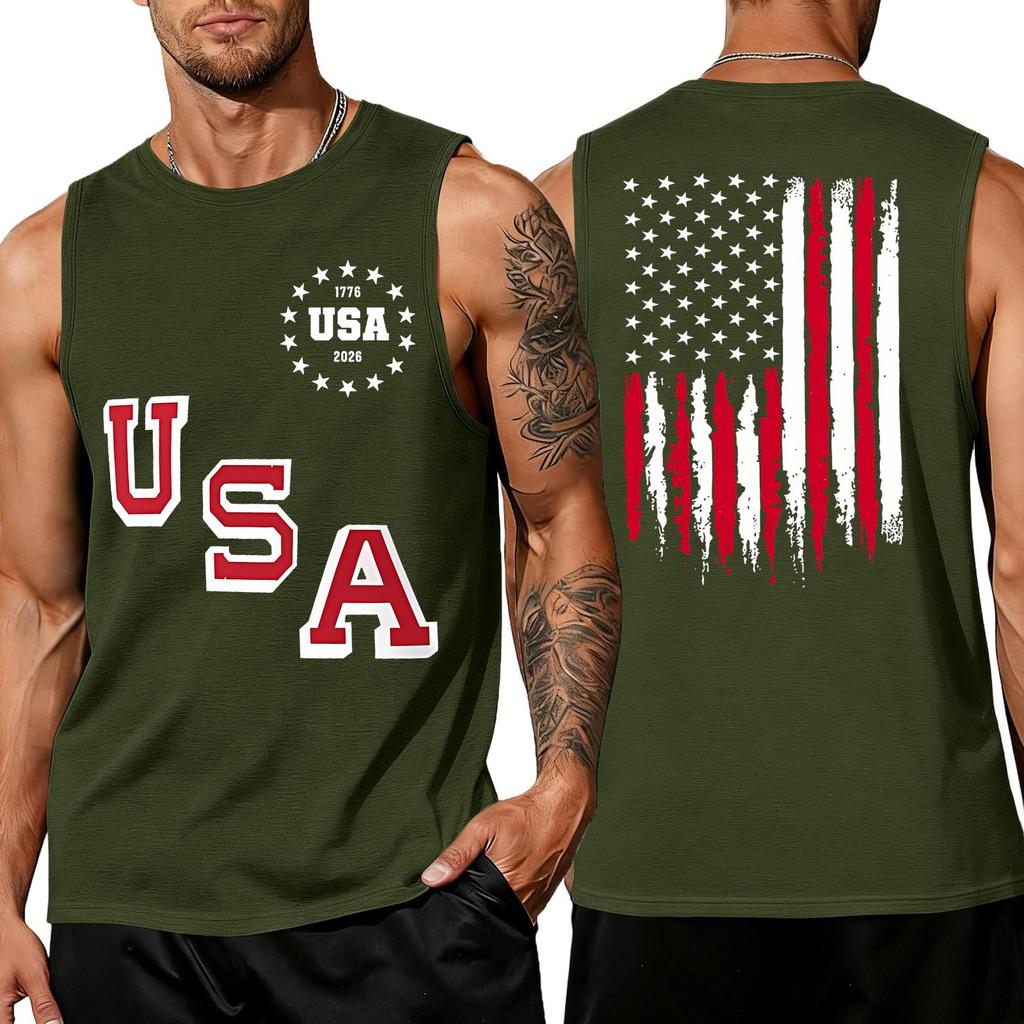 Men 4th Of Shirts USA Muscle Sleeveless Shirt Patriotic Tank Tops
