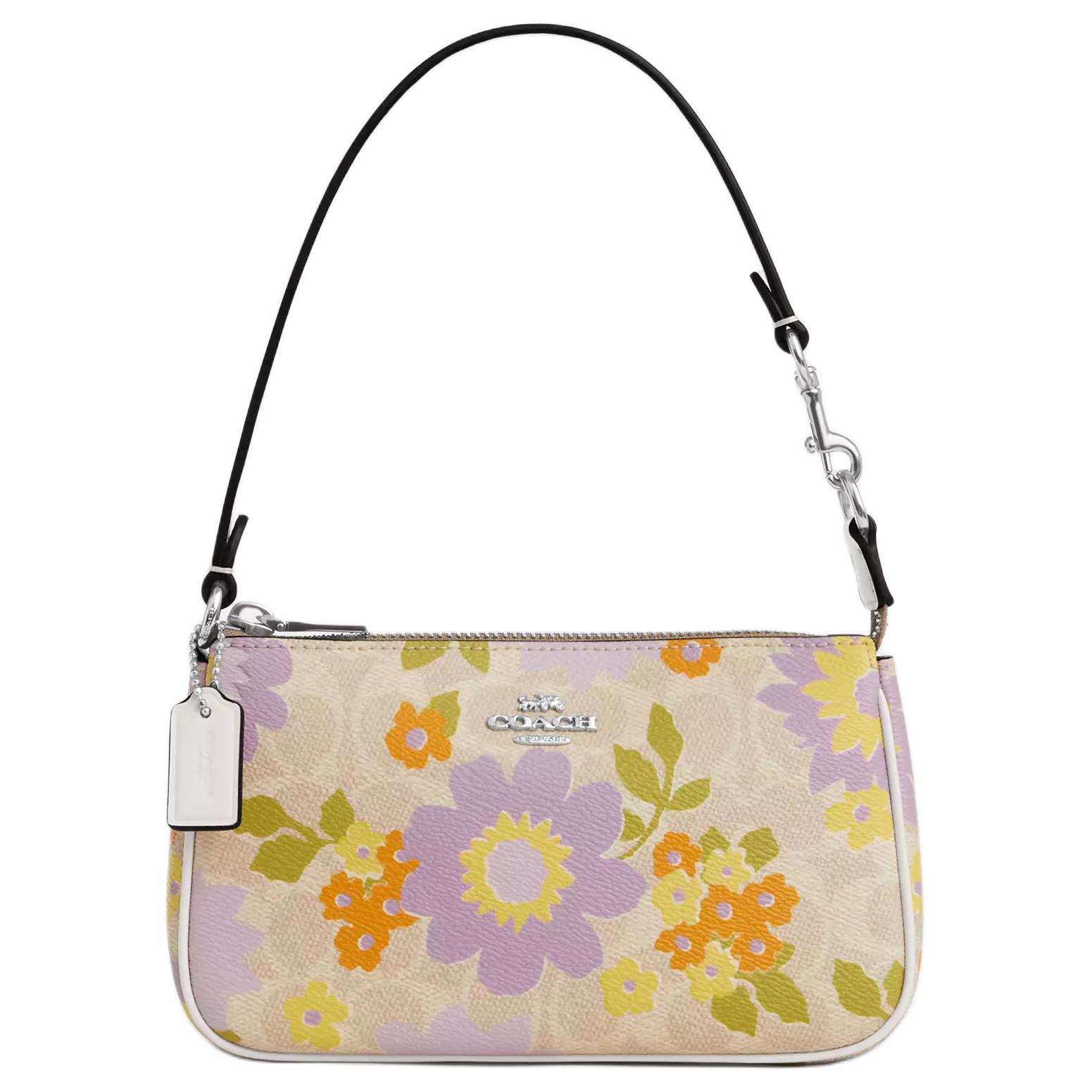 

Coach Nolita 19 Floral Print Coated Canvas Shoulder Bag Small Women Shoulder Bag Silver Beige Multicolor CBM73-SVSAS Basic Set (Bag+Dust Bag)