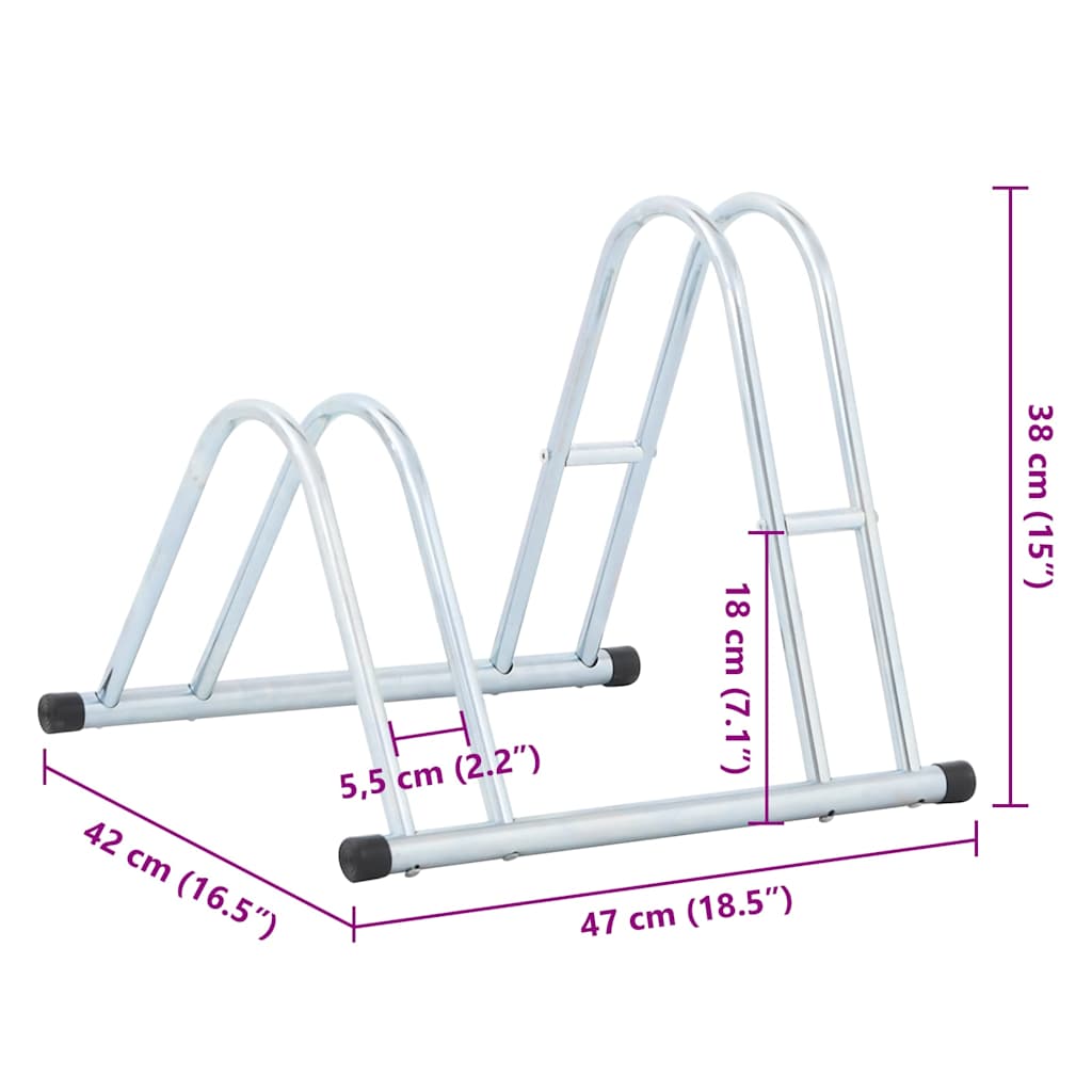 Vidaxl 2-Bike Stand, Freestanding, Galvanized Steel