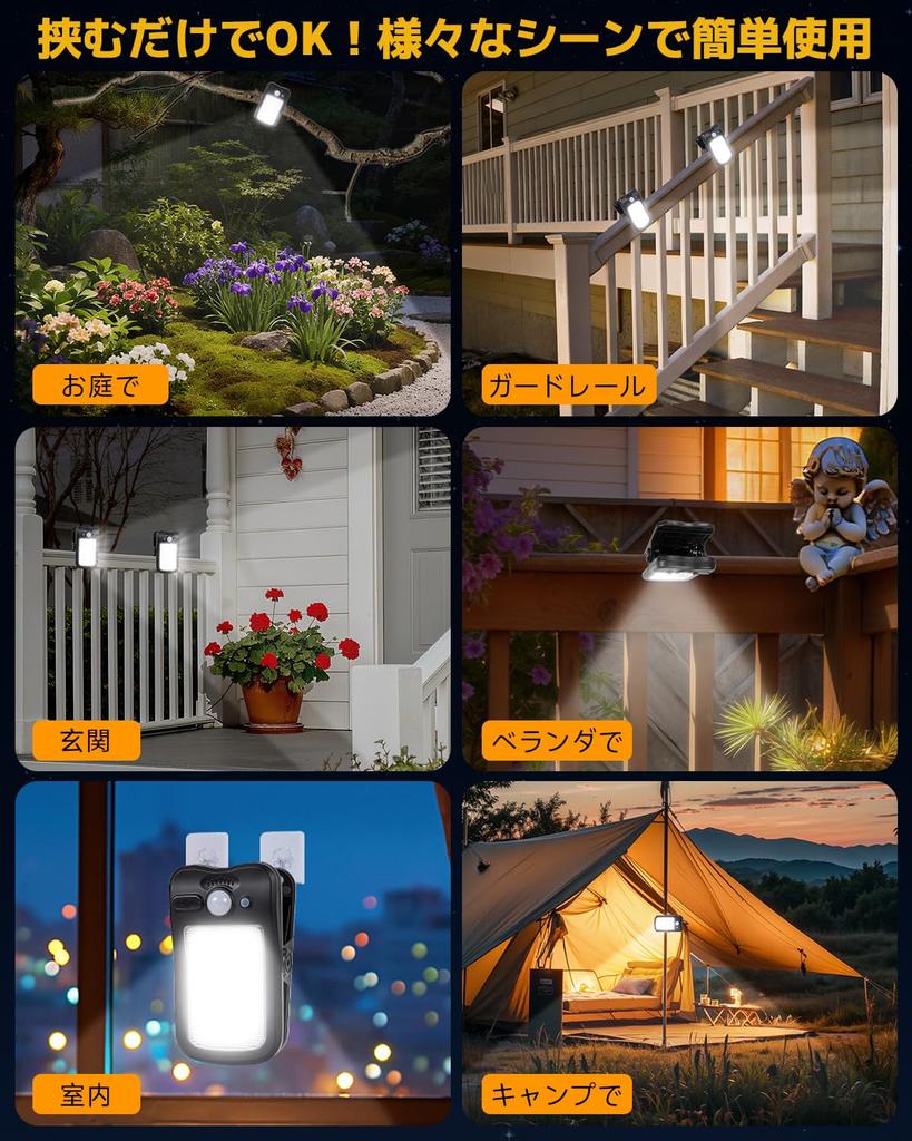 Solar-Powered Outdoor Clip-On Light, USB Rechargeable, Sensor Light, 60 LEDs, 3 Intelligent Modes, Motion Sensor, IP65 Waterproof, Solar Powered,