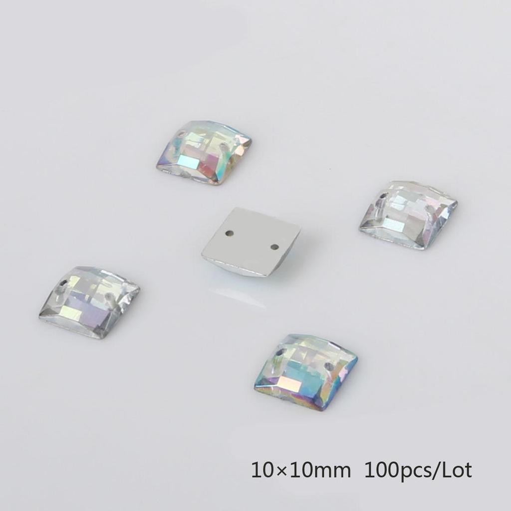 50/100 de bucăți de cusut cu strasuri cu spate plat, margele acrilice pătrate, pietre de cristal strass, pentru decorațiuni de album de însemnări DIY