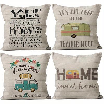 Home Decor Camp Life & Rv-Themed Pillow Covers Pattern Cushion Cover Suitable For Sofa Bedroom Car Pillow Cover