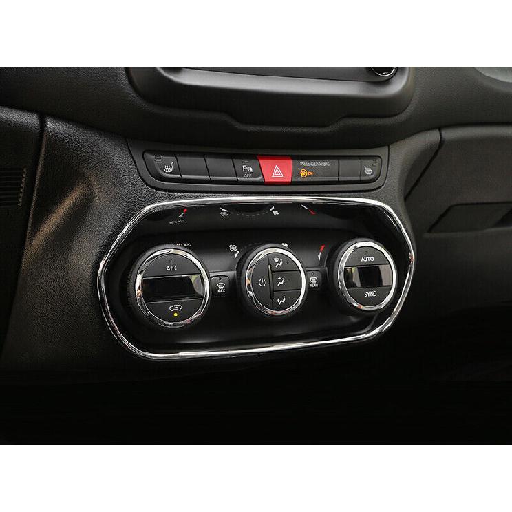 For Jeep Renegade 15 16 17 Glossy Chrome Console AC Button Control Frame Trim