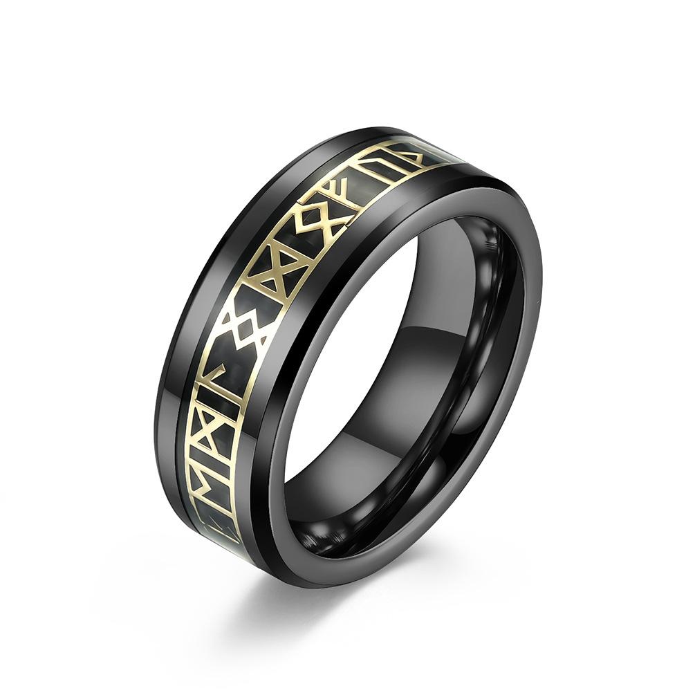 Nordischer Wikinger Schrift Rune Rune Wolframstahl Ring Herren Wolframschmuck