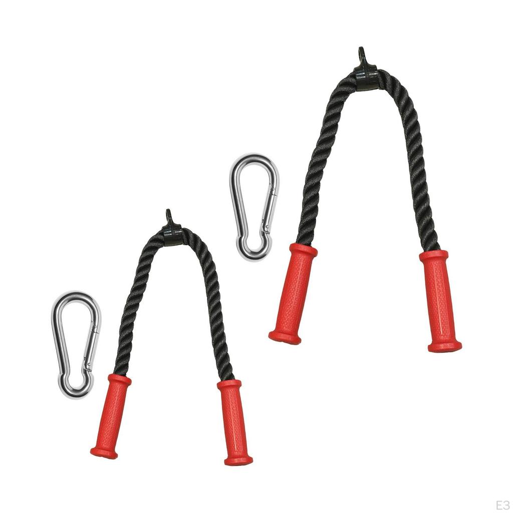 Tricep Rope Cable Attachment Exercise Machine Accessories Fitness Equipment with Carabiner for