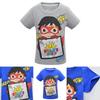 Trendy Ryan Toys Review Cartoons Print T-shirt Soft Cotton Blend Short Sleeve Tops