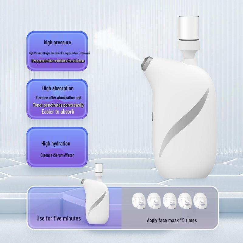 Portable High-Pressure Nano Spray Facial Hydration and Oxygen Beauty Device