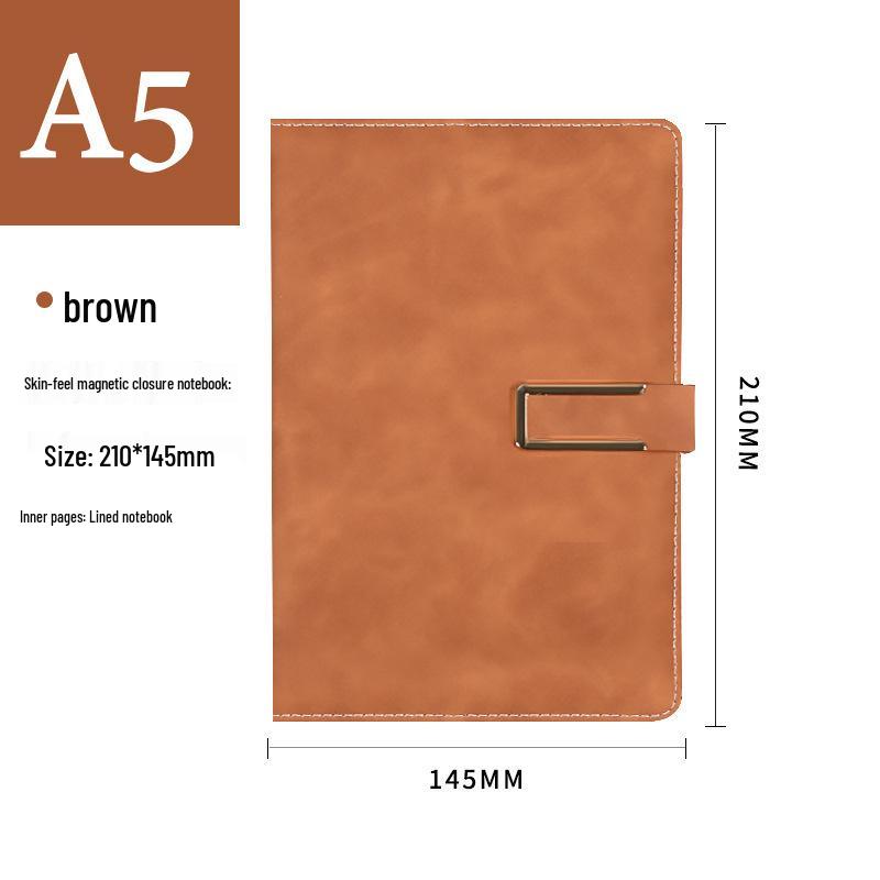 A5 Business Notebook: Customizable Soft Leather with Magnetic Buckle. Perfect for Meetings and Logo Printing.