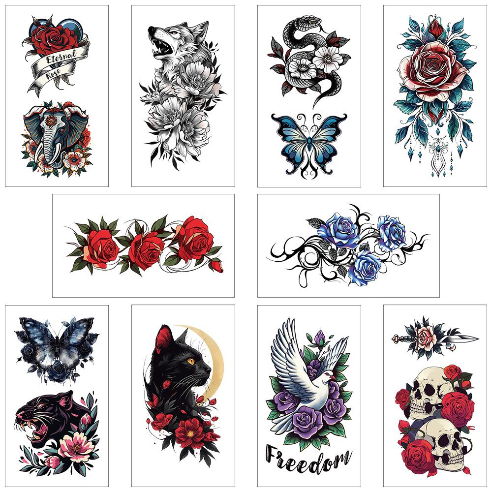 

10 листов Растения и животные Татуировки Наклейки Для Руки Тела Поддельные Декоративные Водонепроницаемые Татуировки Наклейки Креативные Фестивальные Подарки