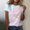 Summer Round Neck 3D Butterfly Pattern Print Top Fashionable Casual Short Sleeved Women's T-shirts