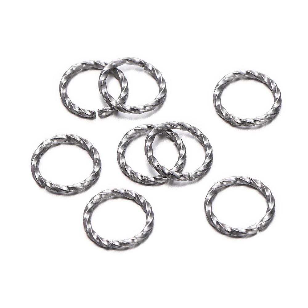 50 Stück/Los Edelstahl Runde Geprägte Biegeringe Verdreht Offen Spaltring Verbinder für Schmuckherstellung Zubehör Bastelbedarf DIY