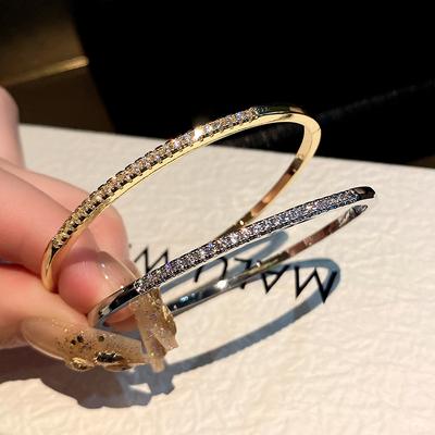 Simple Copper Inlaid Zircon European and American Fashion High-end Bracelet New Hand Accessory for Women