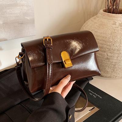 Autumn and Winter Retro Women's Work Small Bag Versatile High-end Oil Wax Leather Fashion Shoulder Messenger Bag