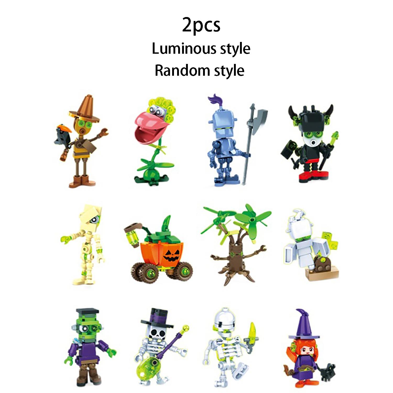 Halloween Small Particle Building Blocks Cross Border Pumpkin Lantern Elf Skeleton Boy Toy Children S Gift Night Light