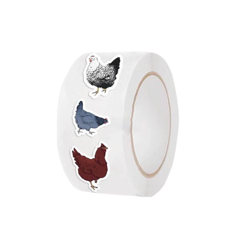500PCS Creative Hen Roll Adhesive Tape Animal Graffiti Laptop Case Desktop Water Cup Stickers