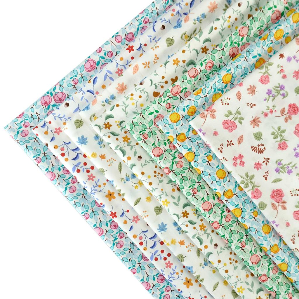 Set of 7 Floral Rose and Tulip Patchwork Printed Cute Fabric Lucky DIY Craft Fabric 46x56cm Fabrics, 100% Cotton, Designs, Fabric, Fabric, Scraps,