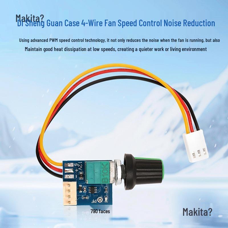 DC5-12V PWM Fan Speed Controller with Noise Reduction & On/Off Switch for 4-Wire Fans