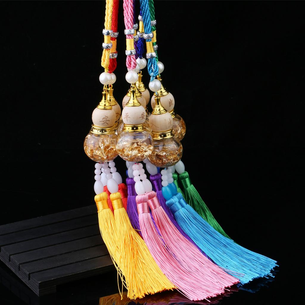 1pcs Glass Bottle with Gold Foil Bottom Double Spike Gourd Pendant Car Interior Jewelry Pendant Car Decoration Accessories