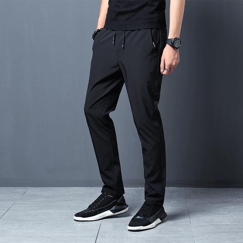 Korean Style Mens Slim Fit Black Joggers - Spring/Autumn Trend