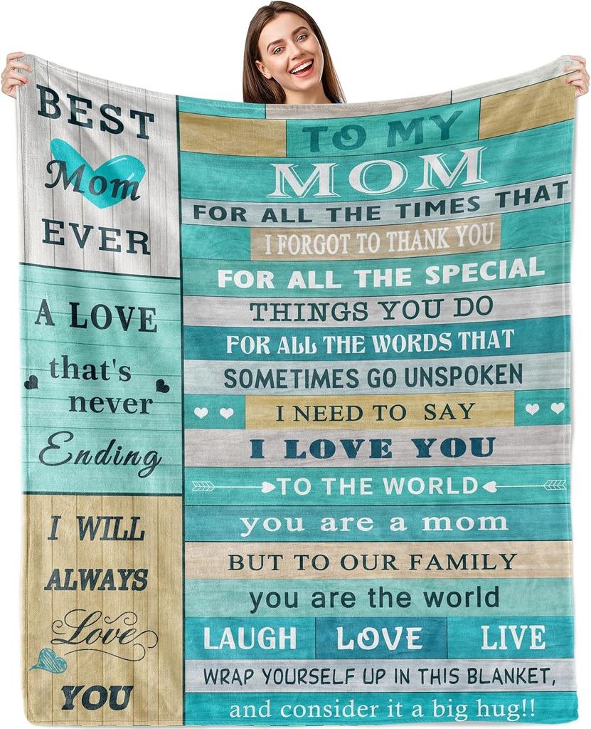 Gifts from Daughter Son for Mother's Day Birthday Mom Gifts Anniversary Unique Gifts for Mom Super Soft Flannel Throw Blankets