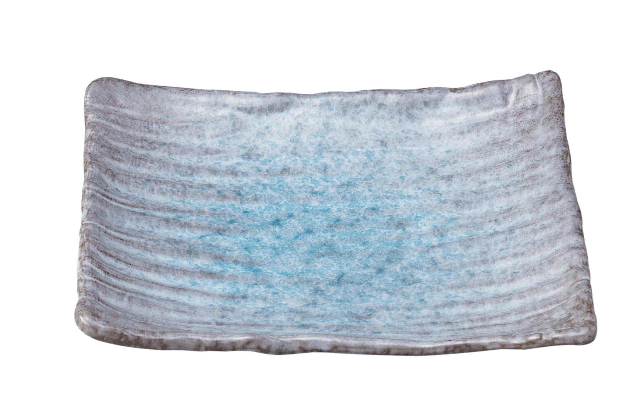 

Banko Ware Blue Ribbon Square Plate, Approx. 24cm Diameter, Microwave and Dishwasher Safe, Made in Japan, Product Number 08963