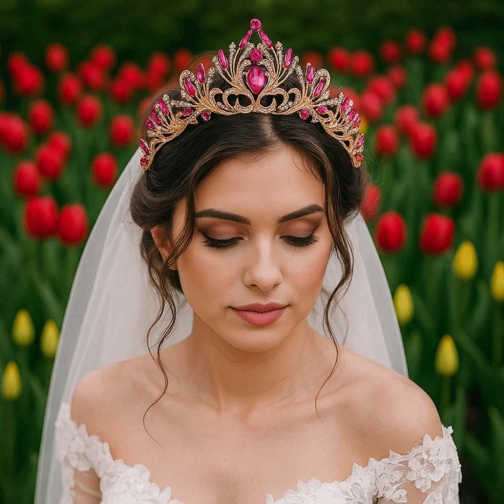 Antique Bronze Baroque Crown Vintage Princess Rhinestone Tiara Exquisite Queen Tiara Crown  Party