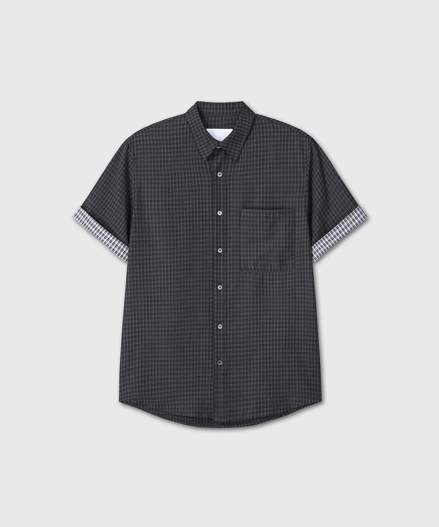 Daibeuin Roll-Up Half Check Shirts (Charcoal)
