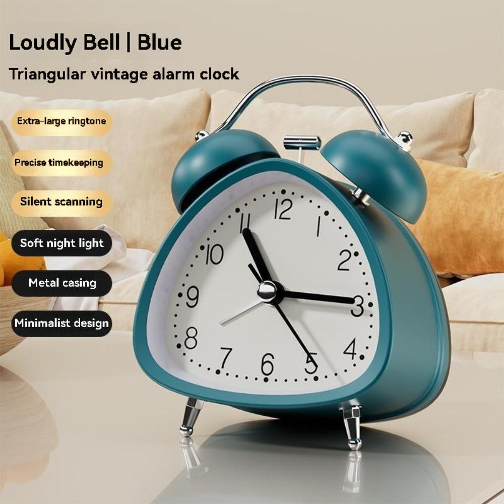 Clock Retro Alarm Mechanical Double Bell Home Office Desktop Metal Alarm Clock Desk Table Analog Clock Silent With Night Light