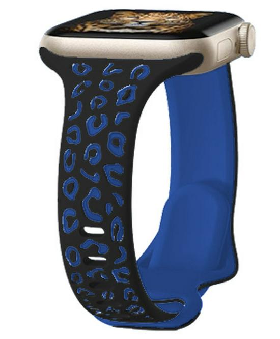 Dual-Color Leopard Print Silicone Strap for Apple Watch (Compatible with Series 1-9)
