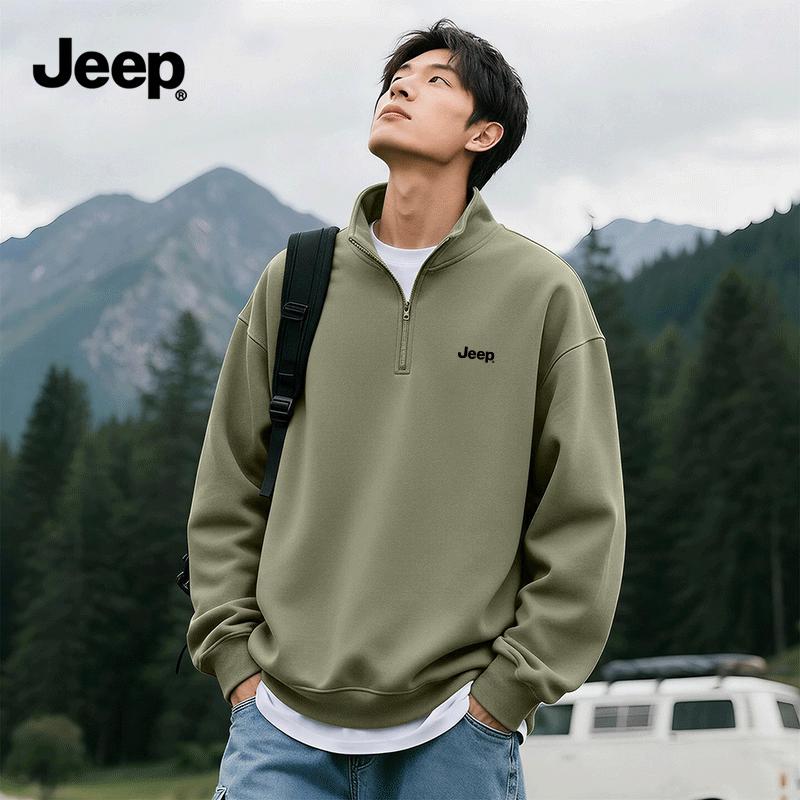 JEEP Men s Half-Zip Stand Collar Sweatshirt M