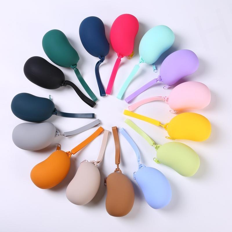 Geantă Depozitare Cosmetice din Silicon cu Model Fasole Suport Portabil pentru Căști Cablu de Date Portofel pentru Monede Organizator Impermeabil