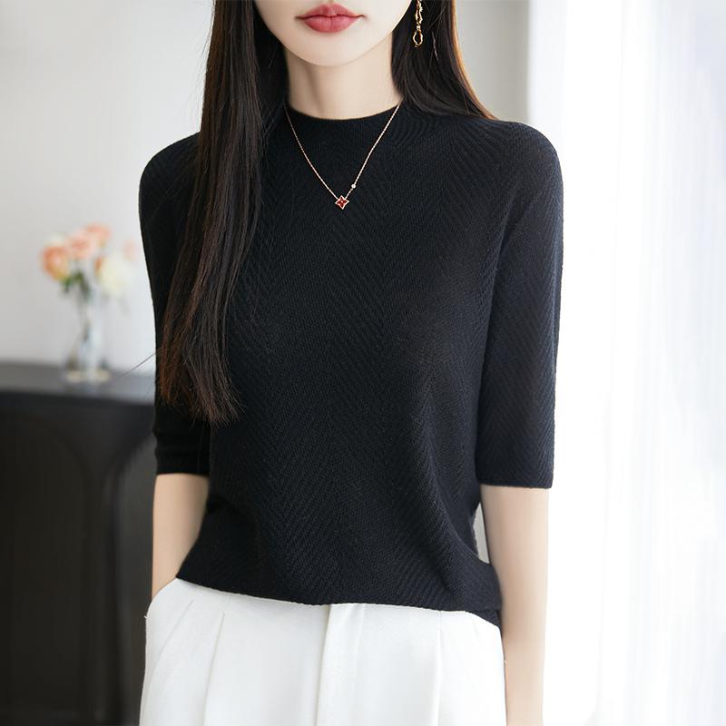 All-Season Women's 50% Wool 50% Silk Sweater | Lightweight Warm Blend Pullover | Luxury Cashmere Silk Knitwear