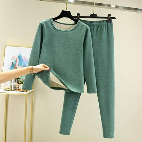 Women's German Velvet Thermal Underwear Set: Plus Size, Thickened, Brushed for Autumn/Winter